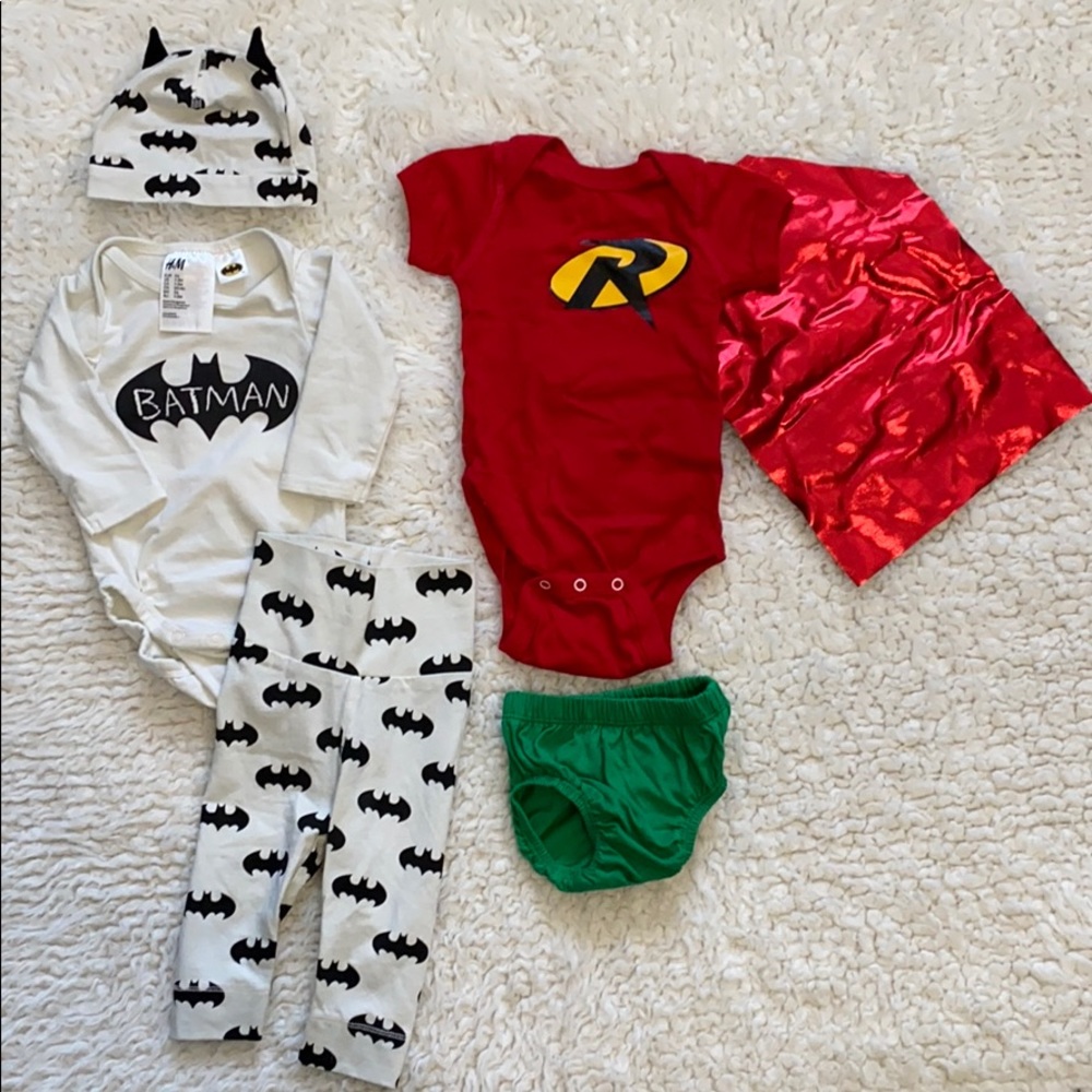Batman and Robin baby outfits bundle